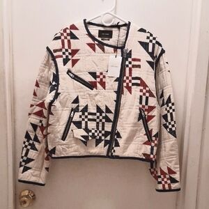 STAY WARM With Stylish Isabel Marant Quilt Geometric Patterned Ecru  Jacket
